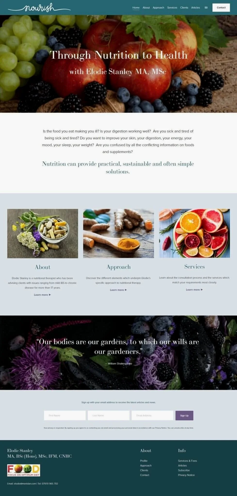 Homepage: abundant, edible, immediately legible
